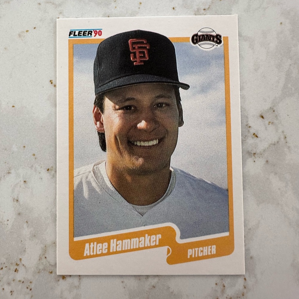 fleer 90 atlee hammaker giants baseball card